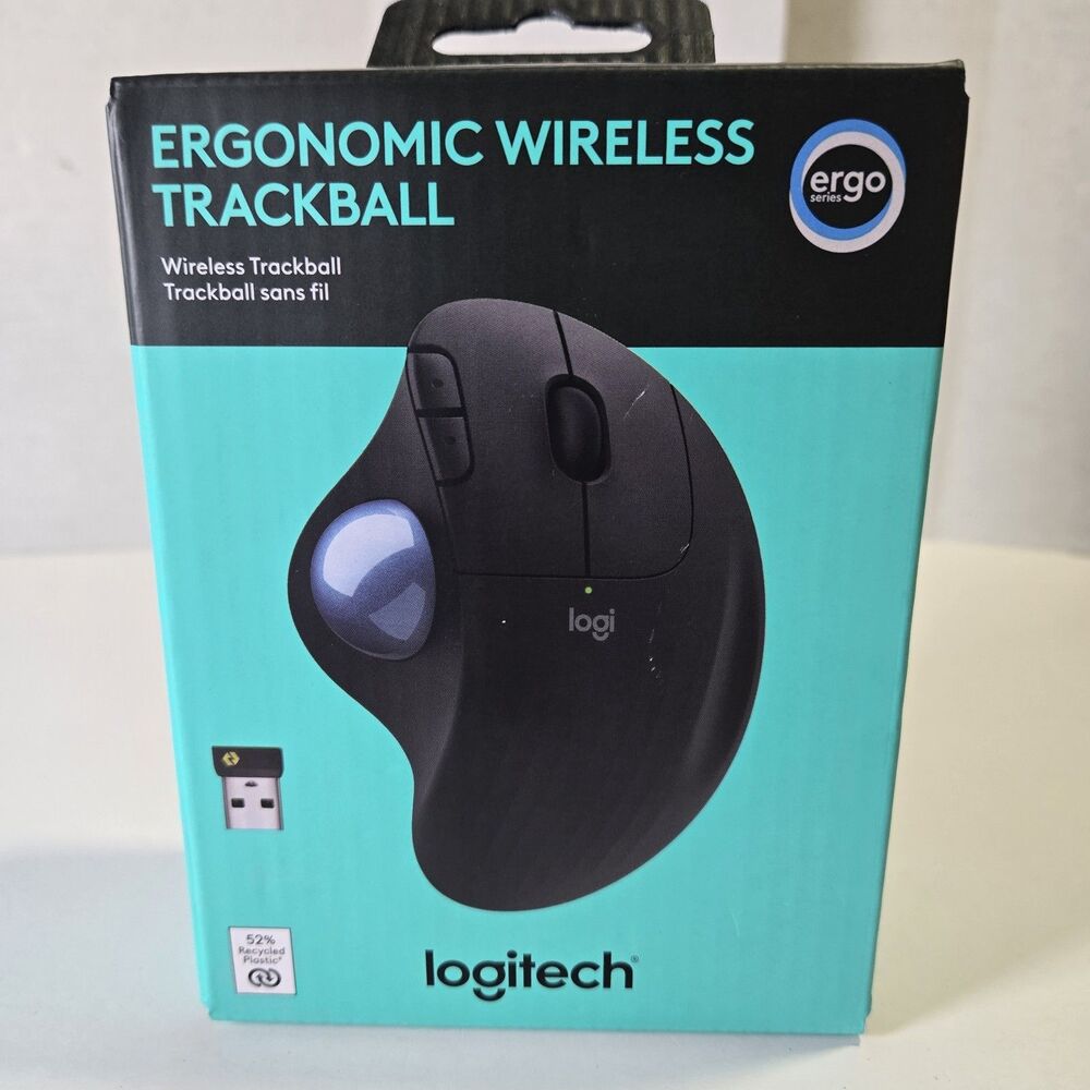 Logitech Ergonomic Wireless Trackball Mouse Bluetooth Logi Bolt Black 910-006610